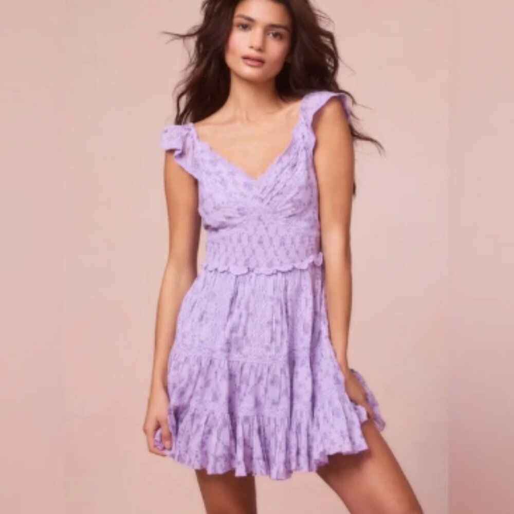 Love Shack Fancy - Presline Mini Dress - Lilac Dream